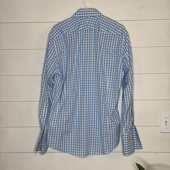 Charles Tyrwhitt Spread Collar Non-Iron Gingham Extra Slim Fit Shirt Light Blue - Picture 5 of 6